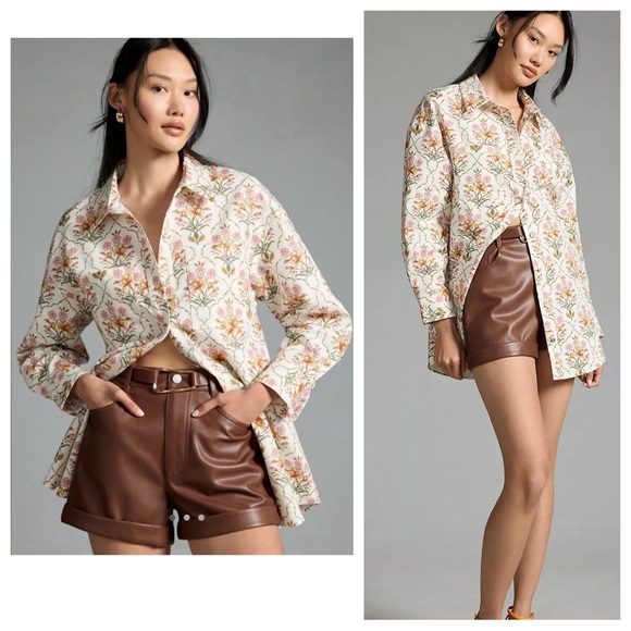 New Favorite Daughter Willow Shacket relaxed fit button down spring floral sz M - Picture 4 of 15